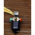 Short Design Natural Hexagonal Stone Pendant Multi Colors